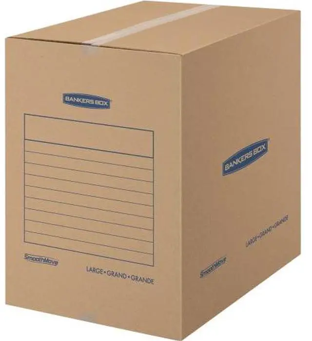 Alt view image 5 of 9 - Bankers Box SmoothMove Basic Large Moving Boxes 18l x 18w x 24h Kraft/Blue 15/Carton 7714001