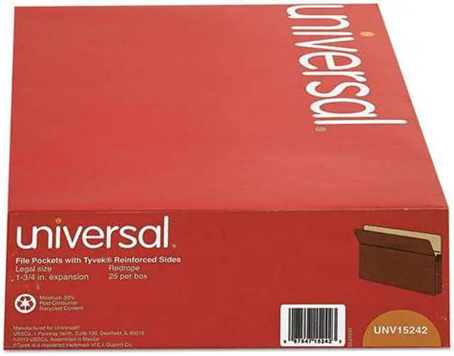 Main image of UNIVERSAL 1 3/4 Inch Expansion File Pockets Straight Tab Legal Redrope/Manila 25