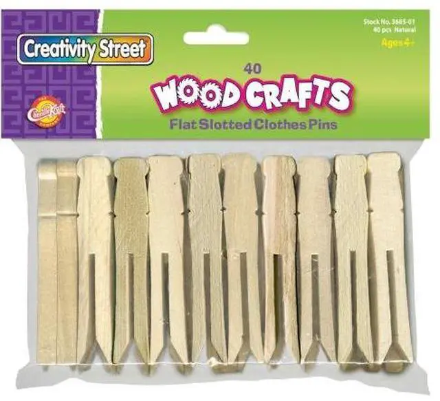 Alt view image 5 of 8 - Chenille Kraft 368501 Flat Wood Slotted Clothespins  3-3/4 Length  40 Toothpicks per Pack