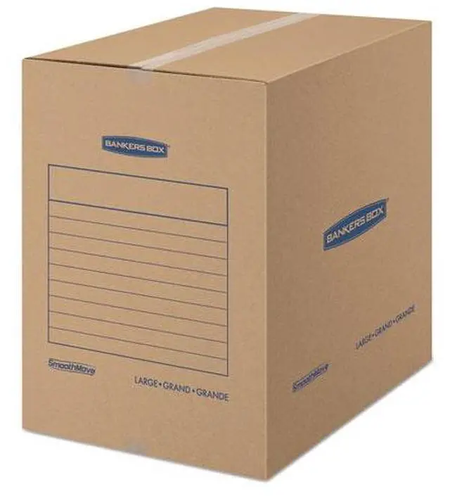 Alt view image 4 of 9 - Bankers Box SmoothMove Basic Large Moving Boxes 18l x 18w x 24h Kraft/Blue 15/Carton 7714001