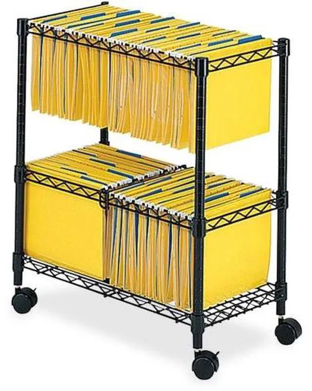 Alt view image 12 of 20 - Safco - 5278BL - Safco 2-Tier Rolling File Cart - 300 lb Capacity - 4 Casters - Steel - x 25.8 Width x 14 Depth x 29.8