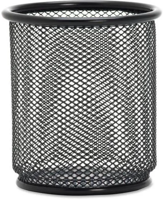 Alt view image 6 of 13 - Lorell Steel Pencil Cup 3-1/2"x3-7/8" Black Mesh 84149