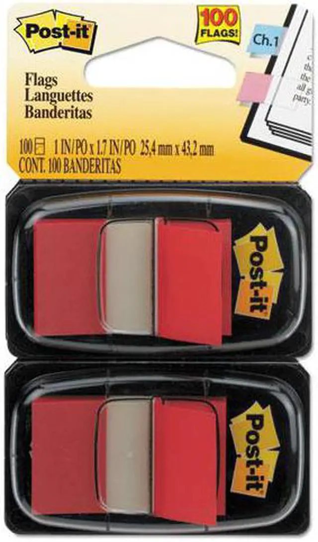 Alt view image 3 of 20 - 3M 680RD2 Standard Tape Flags in Dispenser  Red  100 Flags per Dispenser