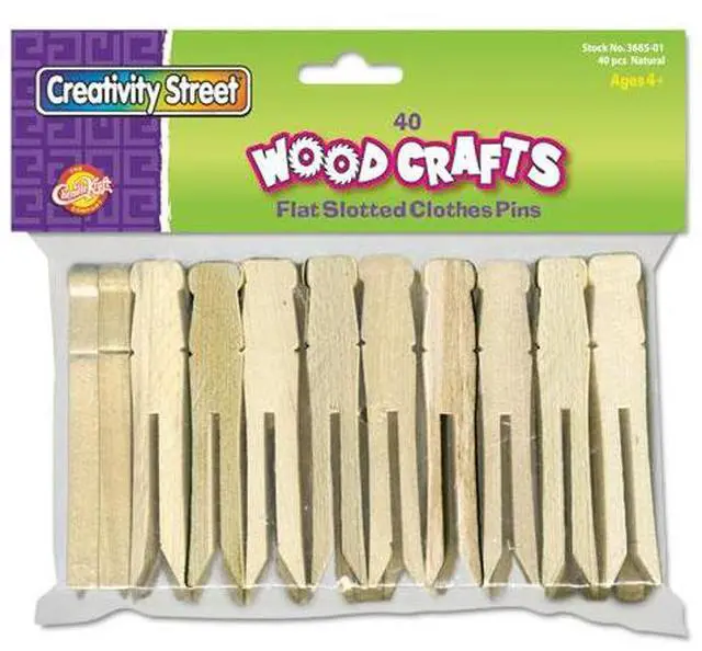 Alt view image 4 of 8 - Chenille Kraft 368501 Flat Wood Slotted Clothespins  3-3/4 Length  40 Toothpicks per Pack