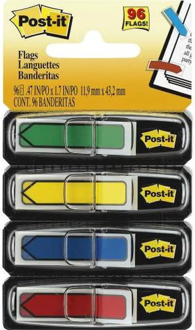 Alt view image 7 of 20 - Post-it Arrow 1/2" Page Flags Blue/Green /Red/Yellow 24/Color 96-Flags/Pack