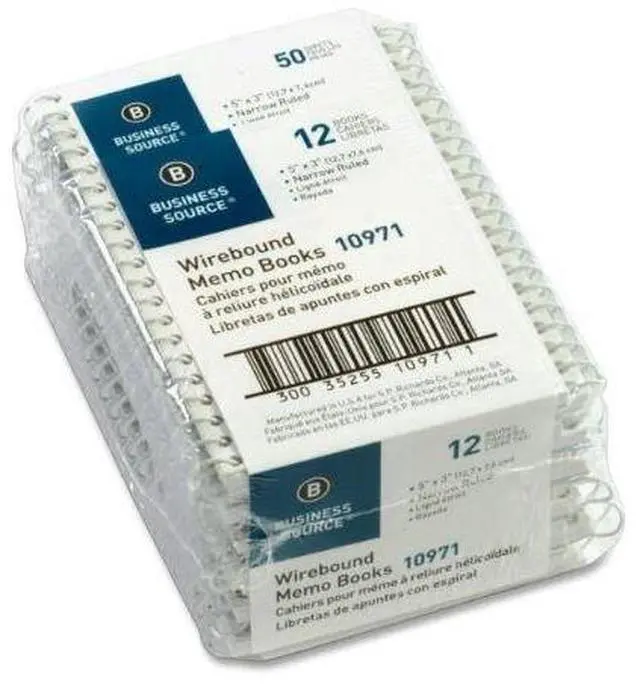 Alt view image 2 of 12 - Business Source Wirebound Memo Books Narrow Ruled 50 Shts 5"x3" White 10971