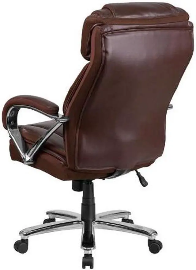 Alt view image 4 of 20 - Flash Furniture Hercules Series 500 lb Brown Leather Executive Swivel Office Chair with Extra Wide Seat