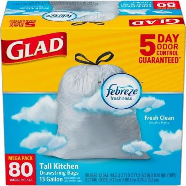 Alt view image 4 of 8 - Tall Kitchen Bags Drawstring 13gal. 80BG/BX Fresh Clean