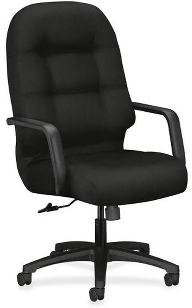 Alt view image 3 of 9 - HON Pillow-Soft Executive Chair - Polyester Black Seat - Polyester Black Back - Black Frame - 5-star Base - 22" Seat Wid