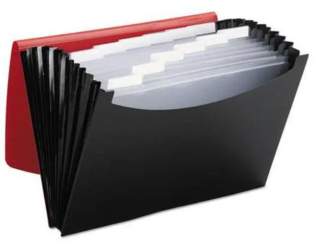 Alt view image 4 of 16 - Smead Poly Frequency Expanding File 12 Pockets Black/Red Flap 70866