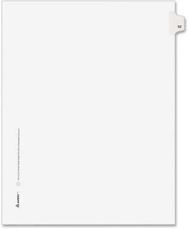 Alt view image 2 of 9 - Avery-Style Legal Exhibit Side Tab Divider Title: 52 Letter White 25/Pack 01052
