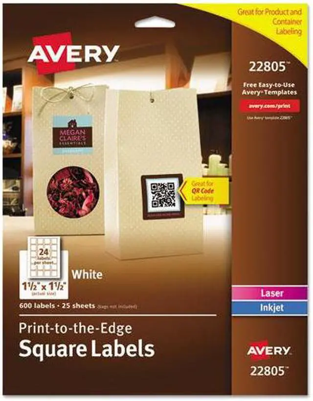 Alt view image 4 of 20 - Square Labels with Sure Feed and TrueBlock, 1 1/2 x 1 1/2, White, 600/Pack 22805