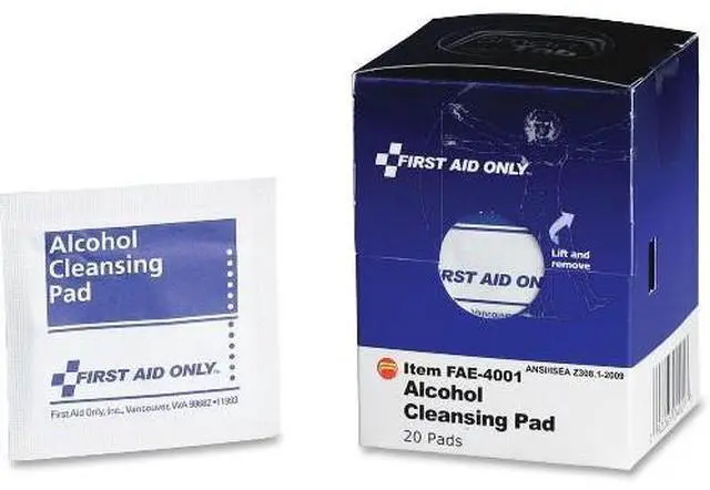Alt view image 3 of 10 - First Aid Only Inc Alcohol Cleansing Pads 20/BX White FAE4001