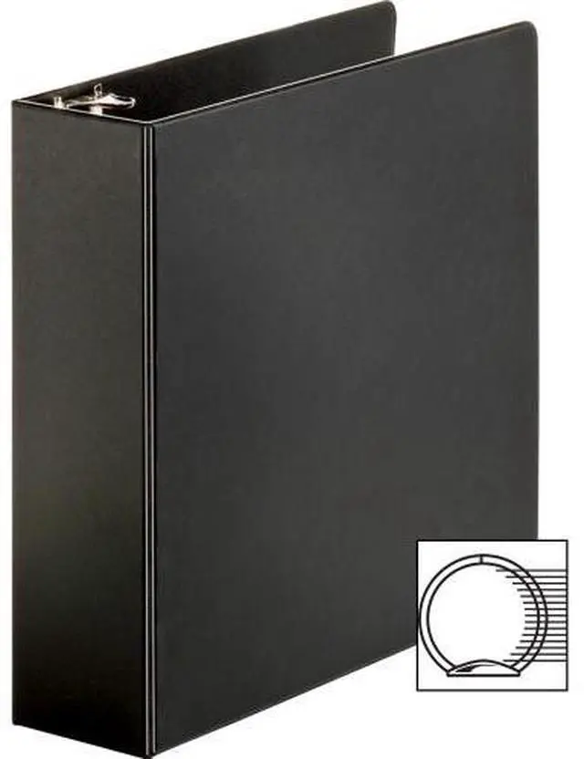 Alt view image 4 of 7 - Business Source Round Ring Binder 3" Capacity 11"x8-1/2" Black 09978