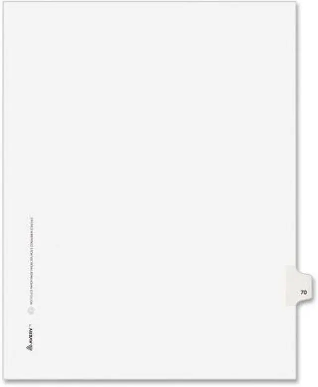 Main image of Avery-Style Legal Exhibit Side Tab Divider Title: 70 Letter White 25/Pack 01070