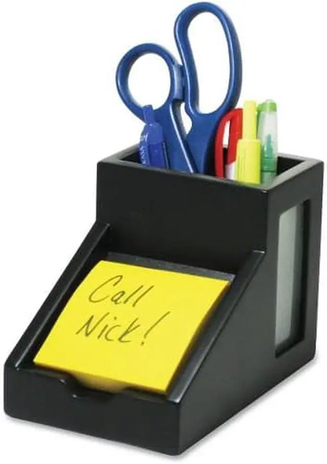 Alt view image 3 of 10 - Victor Midnight Black Collection Pencil Cup with Note Holder 4 x 6 3/10 x 4 1/2