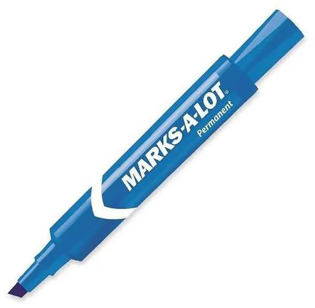 Alt view image 3 of 15 - Avery Marks-A-Lot Regular Desk-Style Permanent Marker Chisel Tip Blue Dozen