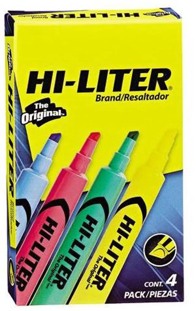 Alt view image 4 of 19 - Avery HI-LITER Desk-Style Highlighter Chisel Tip Assorted Colors 4/Set 17752