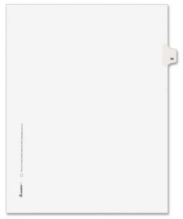 Main image of Avery-Style Legal Exhibit Side Tab Divider Title: 56 Letter White 25/Pack 01056