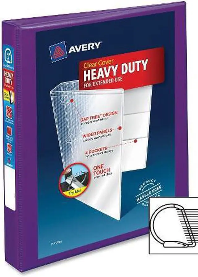 Alt view image 7 of 20 - Avery Heavy-Duty View Binder w/Locking EZD Rings 1" Cap Purple 79771