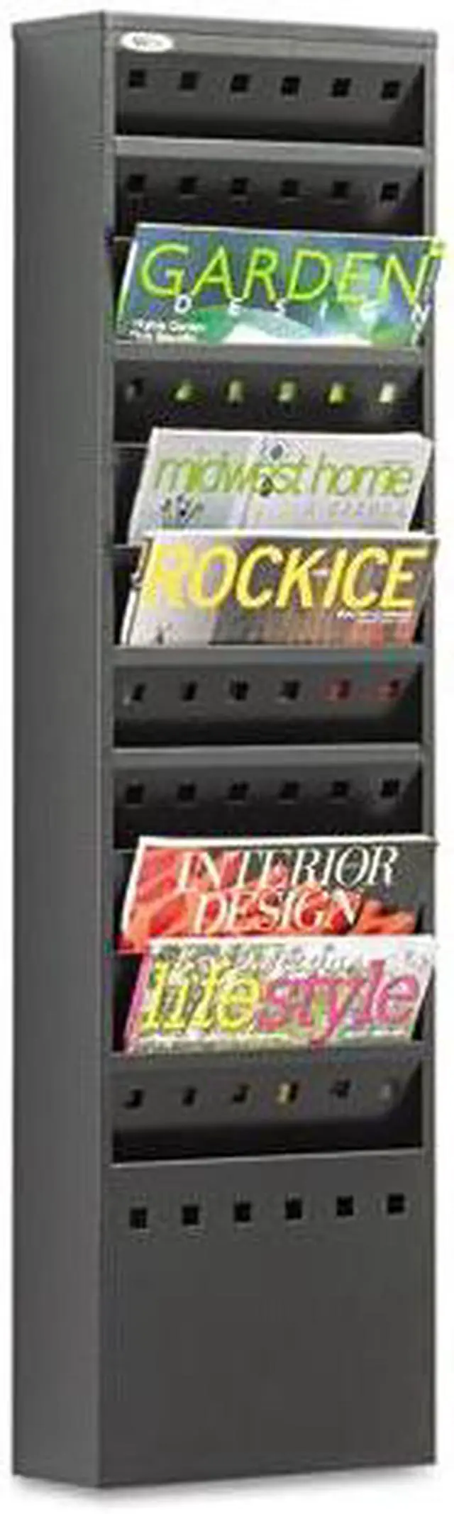 Alt view image 5 of 16 - Safco Steel Magazine Rack 11 Compartments 10w x 4d x 36-1/4h Black 4321BL
