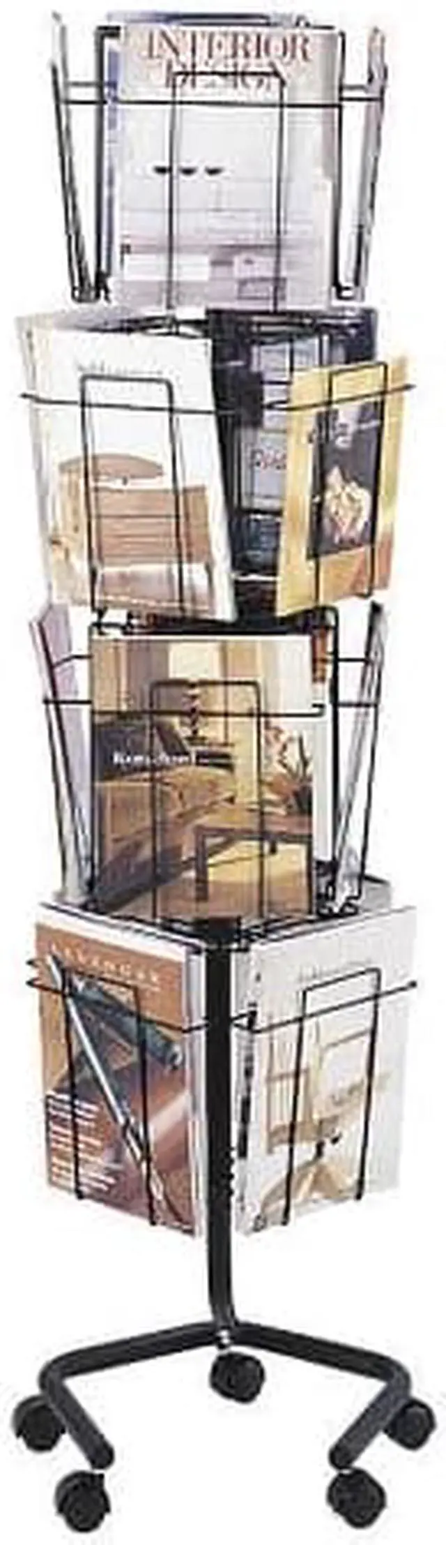Alt view image 5 of 16 - Safco Wire Rotary Display Racks 16 Compartments 15w x 15d x 60h Charcoal 4139CH
