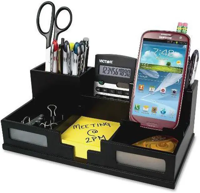 Alt view image 2 of 4 - Midnight Black Desk Organizer with Smart Phone Holder