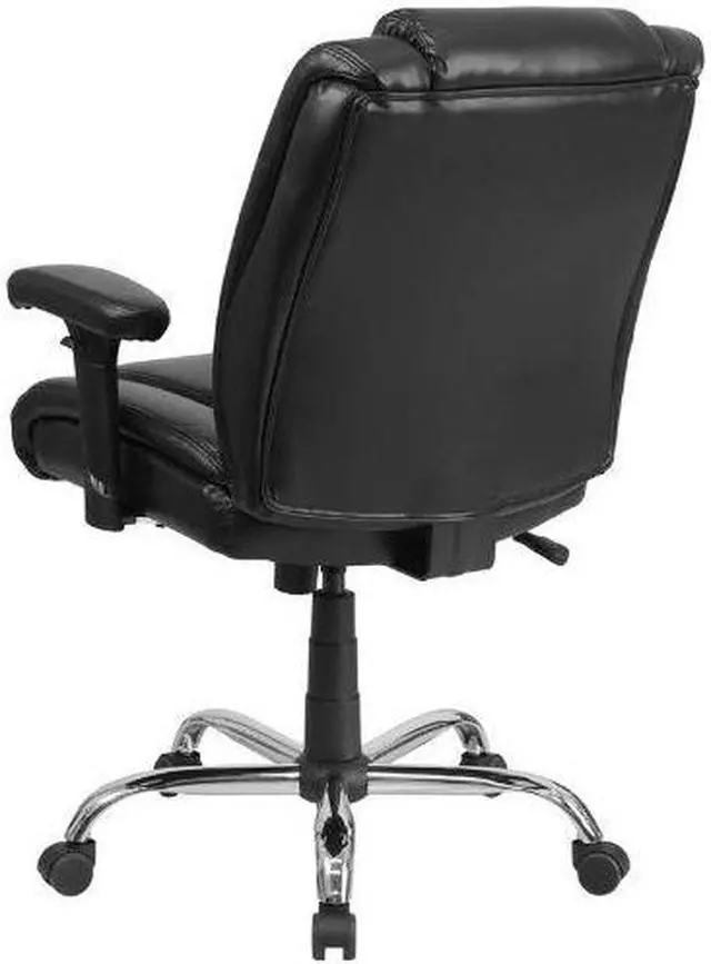 Alt view image 7 of 20 - HERCULES Series Big & Tall 400 lb. Rated Black LeatherSoft Ergonomic Task Office Chair with Chrome Base and Adjustable Arms