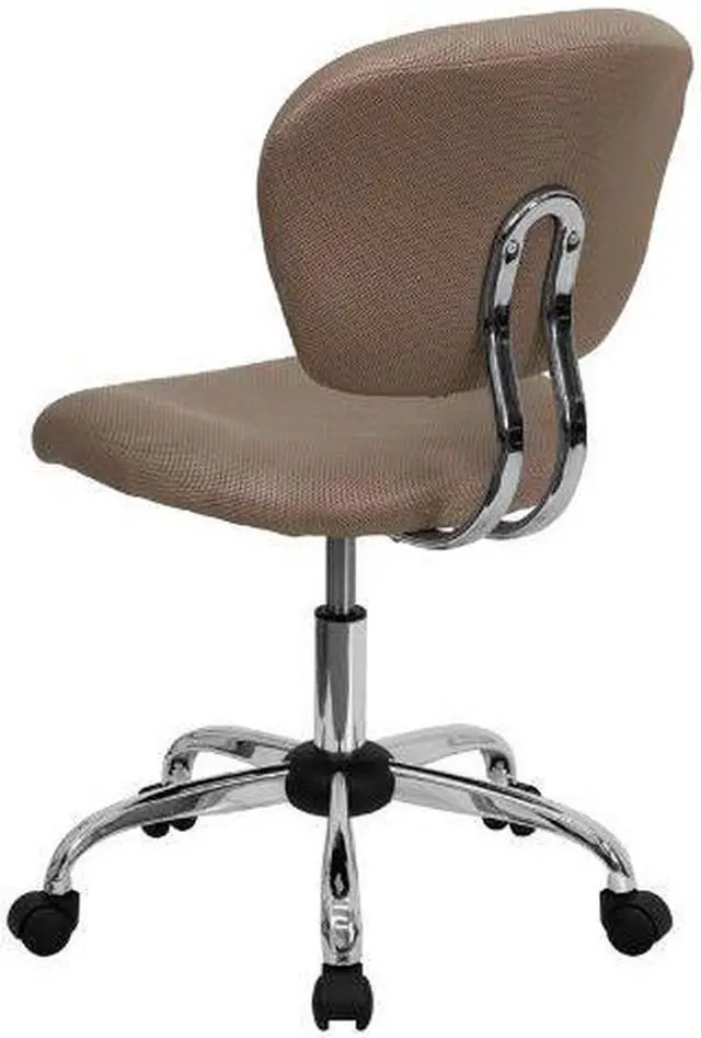 Alt view image 5 of 20 - Mid-Back Coffee Brown Mesh Padded Swivel Task Chair with Chrome Base