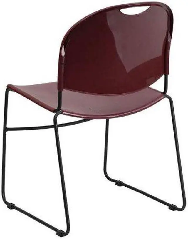 Alt view image 8 of 20 - HERCULES Series 880 lb. Capacity Burgundy Ultra-Compact Stack Chair with Black Powder Coated Frame