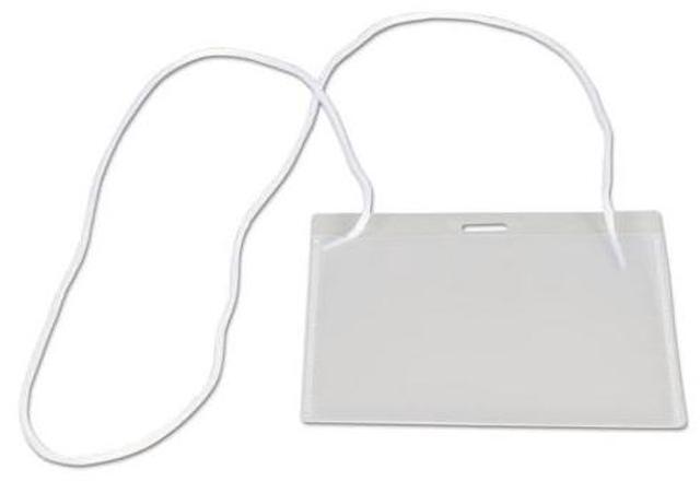 Clear Badge Holders w/Neck Lanyards, 3 x 4, White Inserts, 100/Box Clear Badge Holders w/Neck Lanyards, 3 x 4, White Inserts, 100/Box