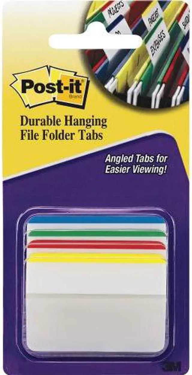 Alt view image 2 of 20 - 3M 686A1 Hanging File Tabs  Blue/Green/Red/Yellow  6 Flags/Color  24 Flags Pack