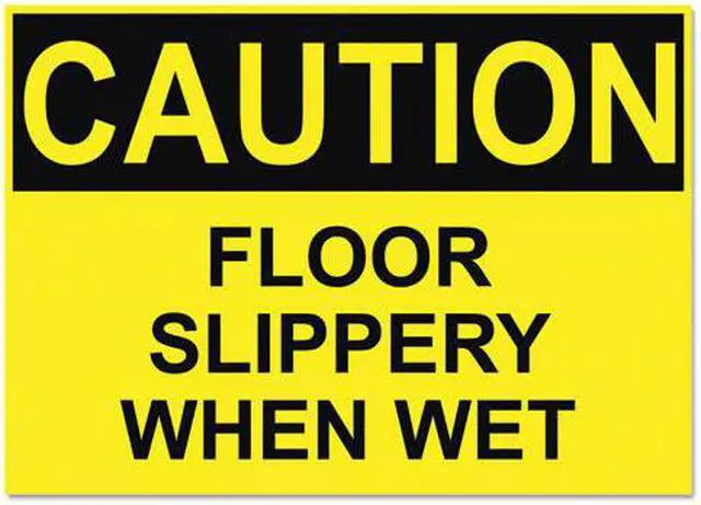 Alt view image 2 of 3 - Headline Sign OSHA Safety Signs CAUTION SLIPPERY WHEN WET Yellow/Black 10 x 14