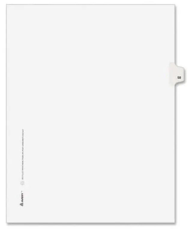 Main image of Avery-Style Legal Exhibit Side Tab Divider Title: 58 Letter White 25/Pack 01058