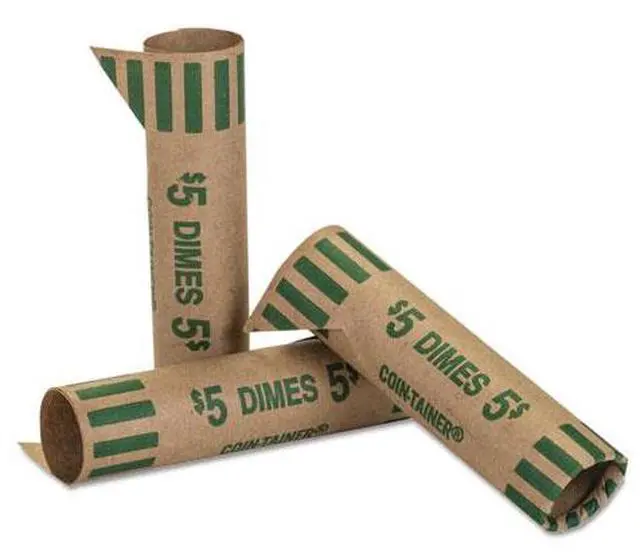 Main image of Coin-Tainer Preformed Tubular Coin Wrappers Dimes $5 1000 Wrappers/Box 20010