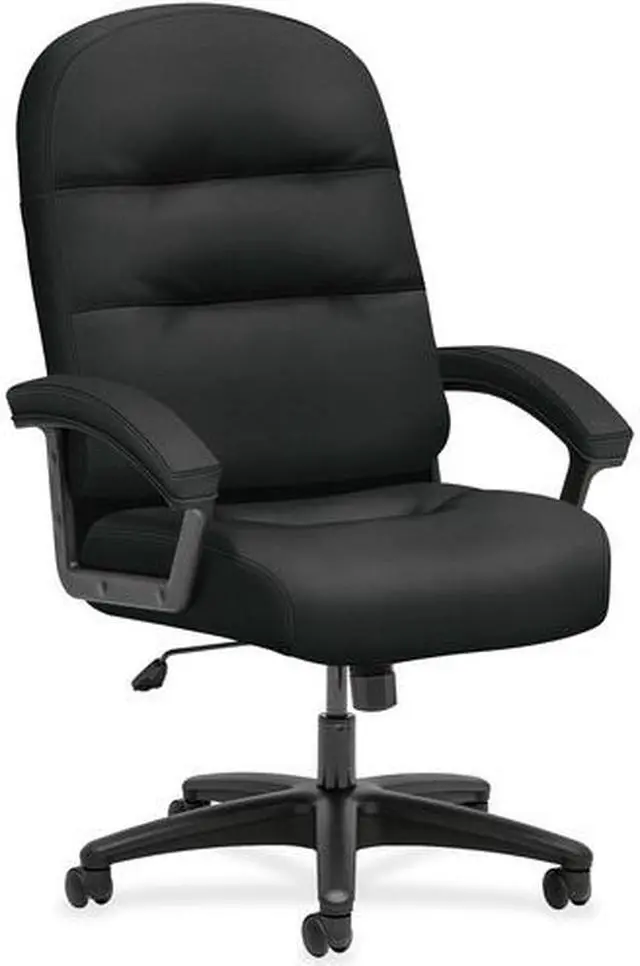 Alt view image 3 of 6 - HON Pillow-Soft High-Back Chair - Fabric Black, Plush, Memory Foam Seat - Fiber Black, Fabric Back - 26.3" Width x 29.8"