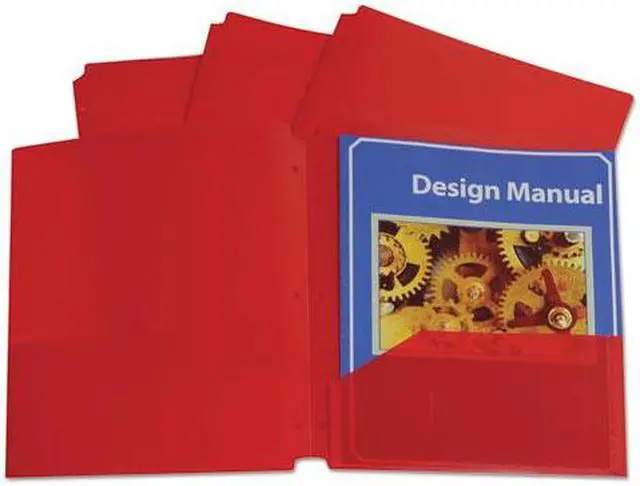 Alt view image 8 of 20 - C-Line Two-Pocket Heavyweight Poly Portfolio Folder w/3-Hole Punch Letter Red 25