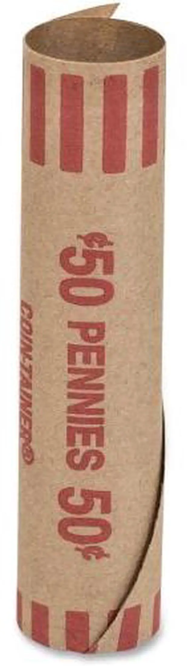 Alt view image 2 of 6 - Coin-Tainer Preformed Tubular Coin Wrappers Pennies $.50 1000 Wrappers/Box 20001