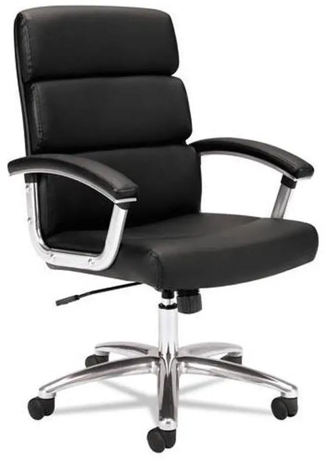 Alt view image 6 of 19 - Basyx VL103 Series Executive Mid-Back Chair Black Leather VL103SB11