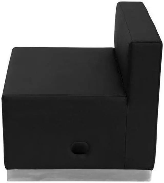 Alt view image 5 of 20 - HERCULES Alon Series Black Leather Chair with Brushed Stainless Steel Base