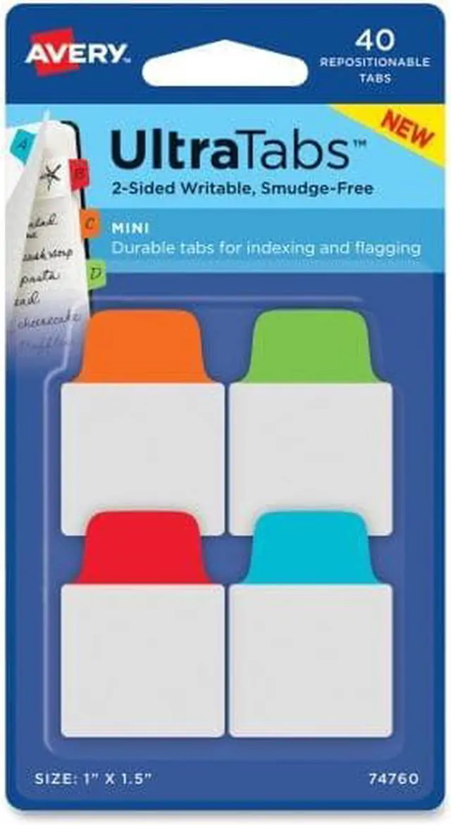 Alt view image 5 of 14 - Avery Ultra Tabs Repositionable Tabs 1 x 1.5 Primary:Blue Green Orange Red 40/Pk