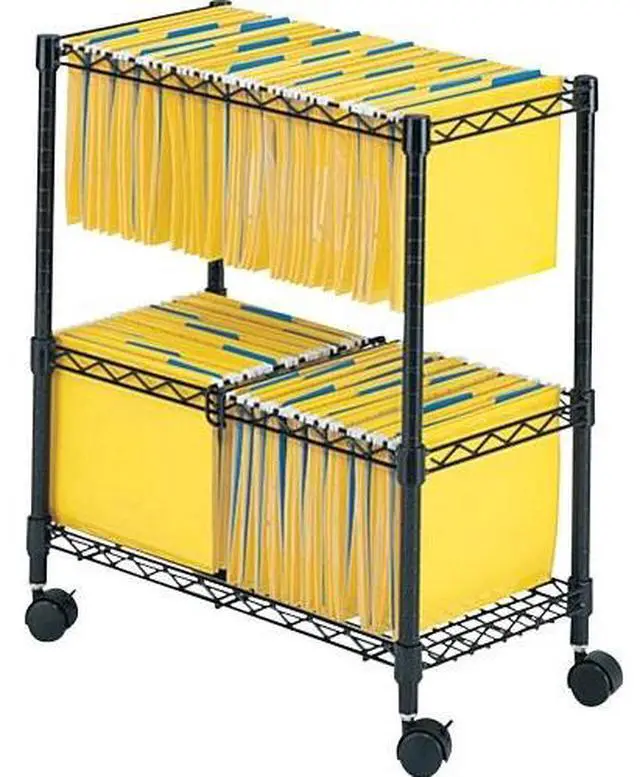 Alt view image 14 of 20 - Safco - 5278BL - Safco 2-Tier Rolling File Cart - 300 lb Capacity - 4 Casters - Steel - x 25.8 Width x 14 Depth x 29.8
