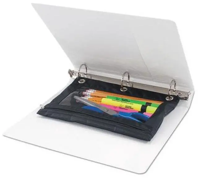 Alt view image 2 of 8 - Advantus Binder Pencil Pouch 10 x 7 3/8 Black/Clear 3/Pack 63067