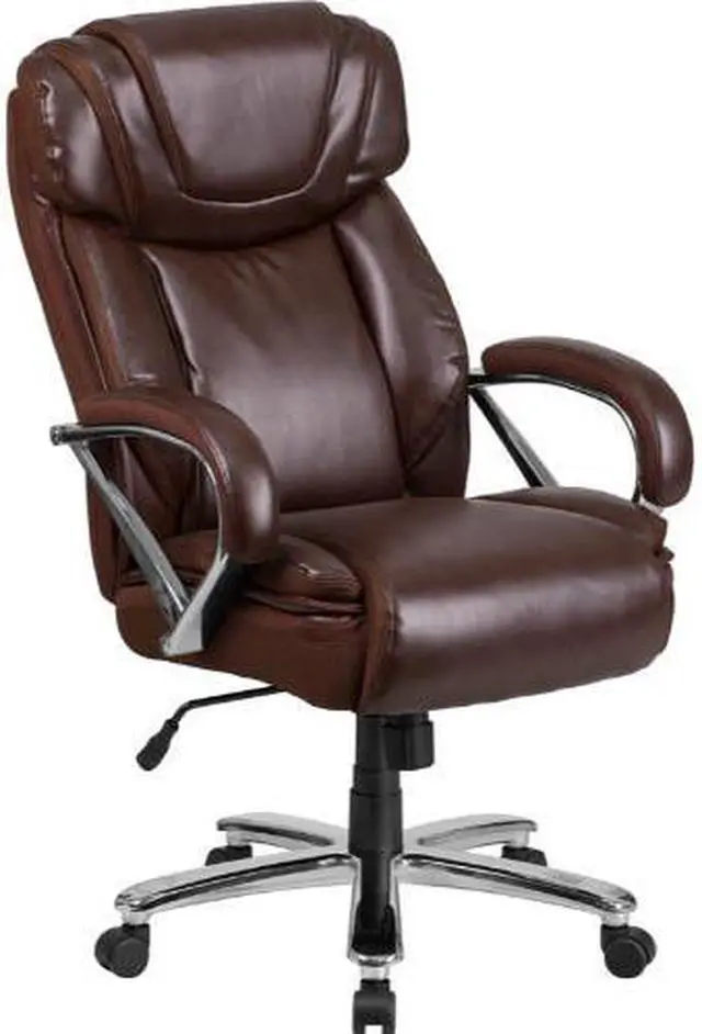Alt view image 7 of 20 - Flash Furniture Hercules Series 500 lb Brown Leather Executive Swivel Office Chair with Extra Wide Seat
