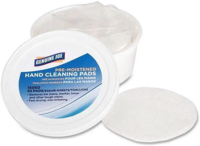 Alt view image 4 of 18 - Genuine Joe Pre-moistened Hand Cleaning Pads 3" Diameter 50 Pads 15050