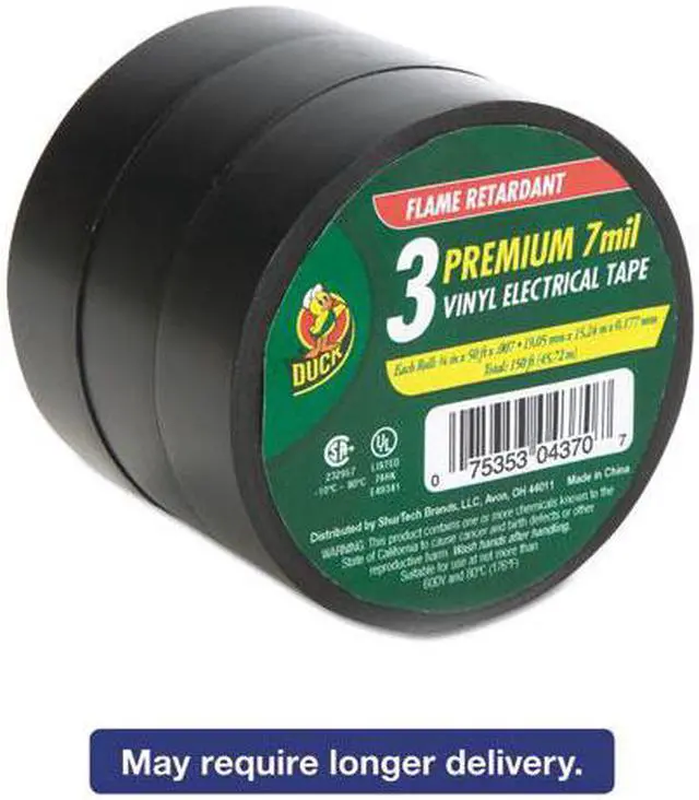 Main image of DUCK 299004 Electrical Tape, 0.75 inx 50yd, Black, PK3