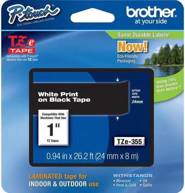 Alt view image 2 of 20 - Brother P-touch TZe 1" Laminated Tape Cartridge - 1" Width x 26 1/5 ft Length - Rectangle - Thermal Transfer - White, Bl