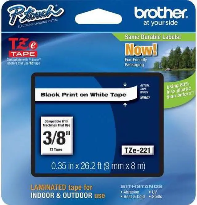 Alt view image 19 of 20 - Brother P-touch TZe Laminated Tape Cartridges - 3/8" Width x 26 1/5 ft Length - Rectangle - White - 1 Each  BRTTZE221