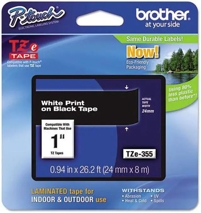 Main image of Brother P-touch TZe 1" Laminated Tape Cartridge - 1" Width x 26 1/5 ft Length - Rectangle - Thermal Transfer - White, Bl