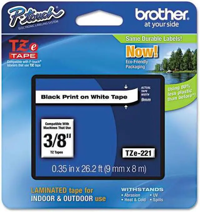 Alt view image 18 of 20 - Brother P-touch TZe Laminated Tape Cartridges - 3/8" Width x 26 1/5 ft Length - Rectangle - White - 1 Each  BRTTZE221